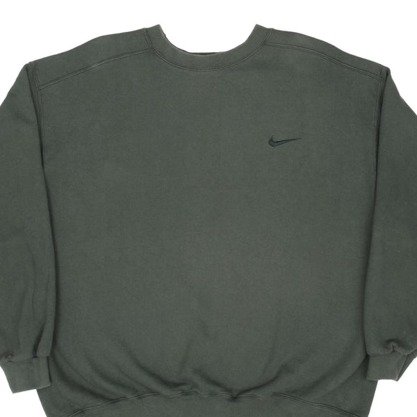 Vintage Pine Green Nike Swoosh Sweatshirt 1990S Size XL Made In USA