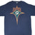 Front of navy Starter Miami Dolphins T-shirt with orange and teal logo graphic