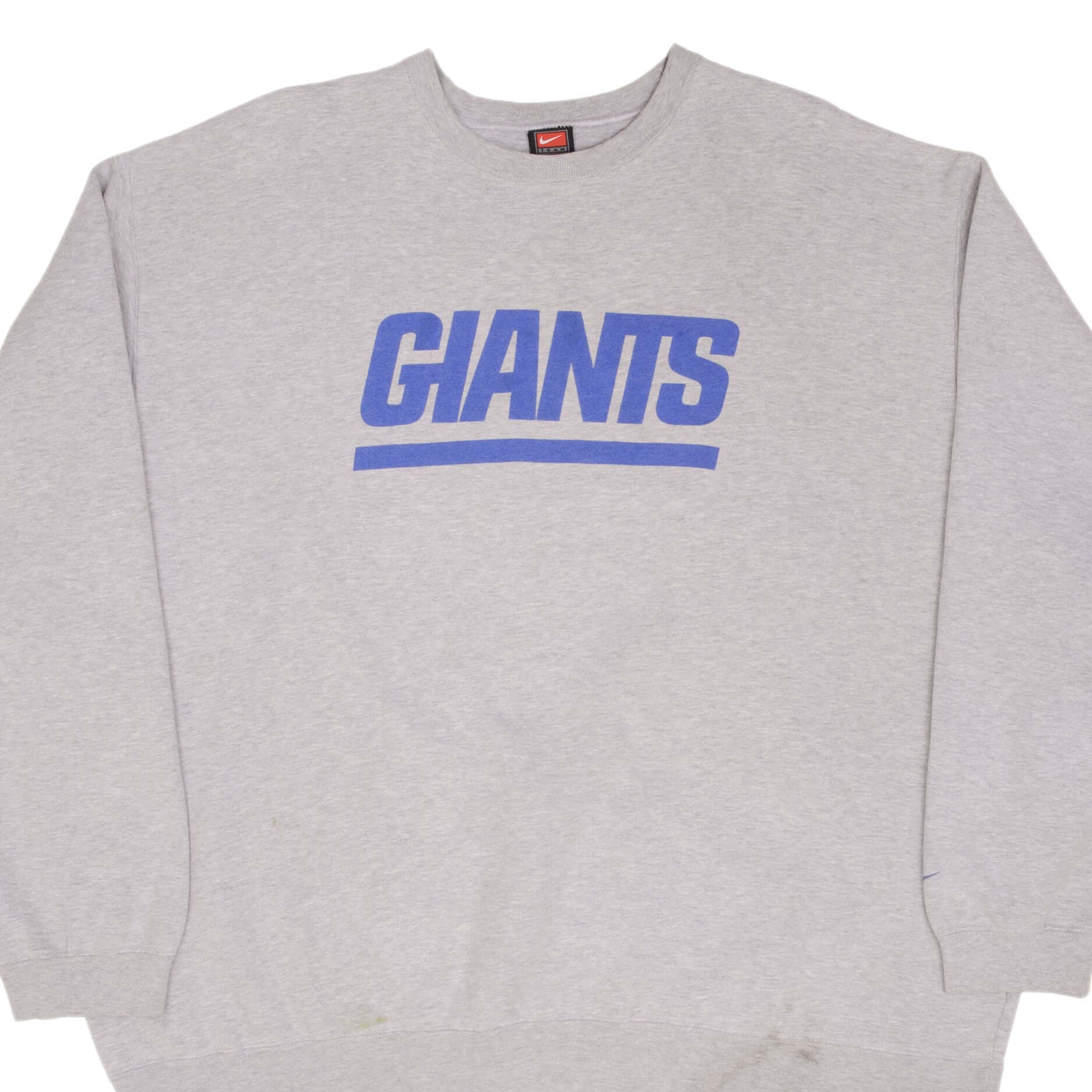 Vintage Nike NFL New York Giants Heavyweight Gray Sweatshirt 1990S Size 4XL