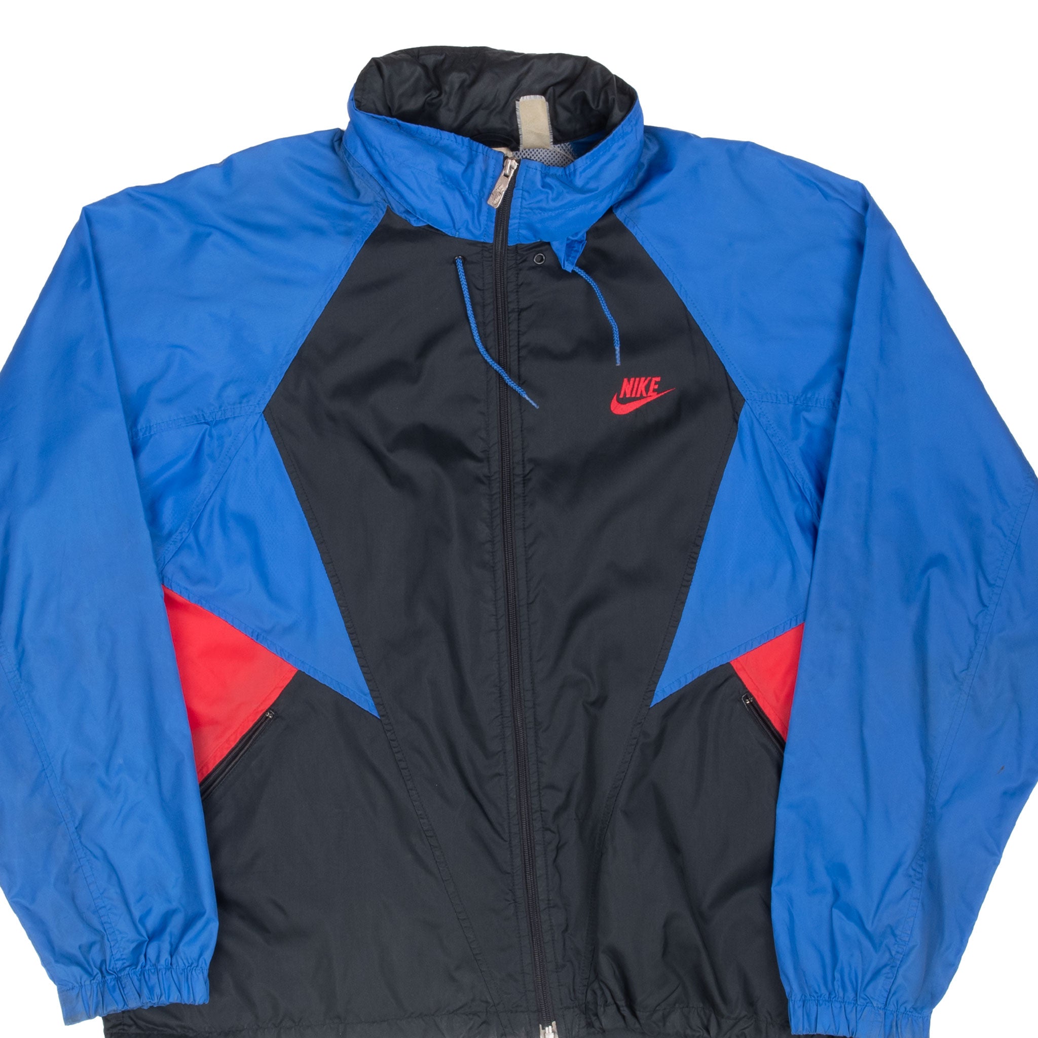 Vintage Nike Classic Swoosh Blue Windbreaker Jacket Late 1980S Size Large