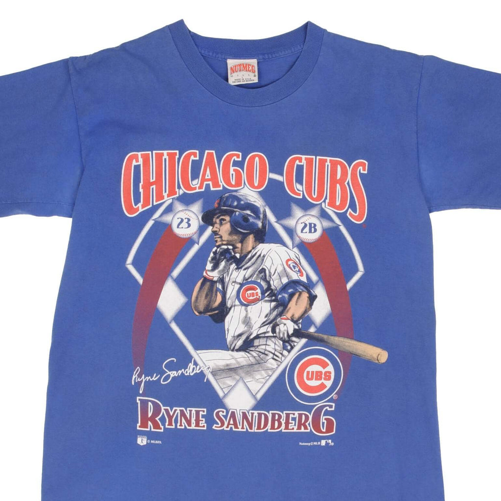 Vintage Mlb Chicago Cubs Ryne Sandberg Tee Shirt 1990S Size Large Made In USA With Single Stitch Sleeves