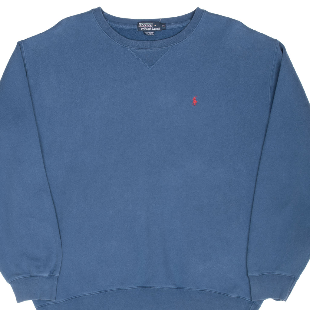 Vintage Ralph Lauren Classic Blue Crewneck Sweatshirt 1990S Size XL