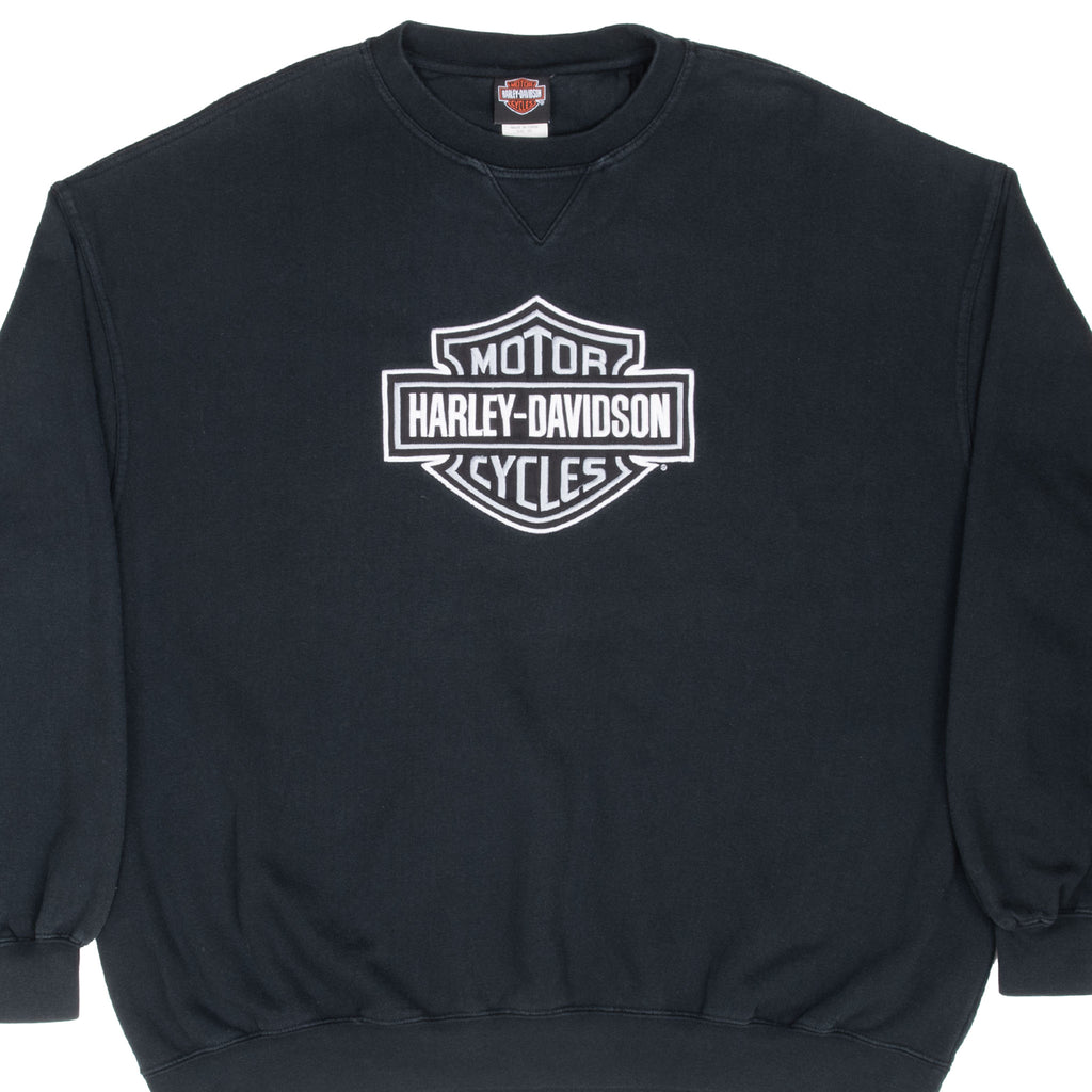 Vintage Harley Davidson Black Embroidered Sweatshirt 2000S Size 2XL