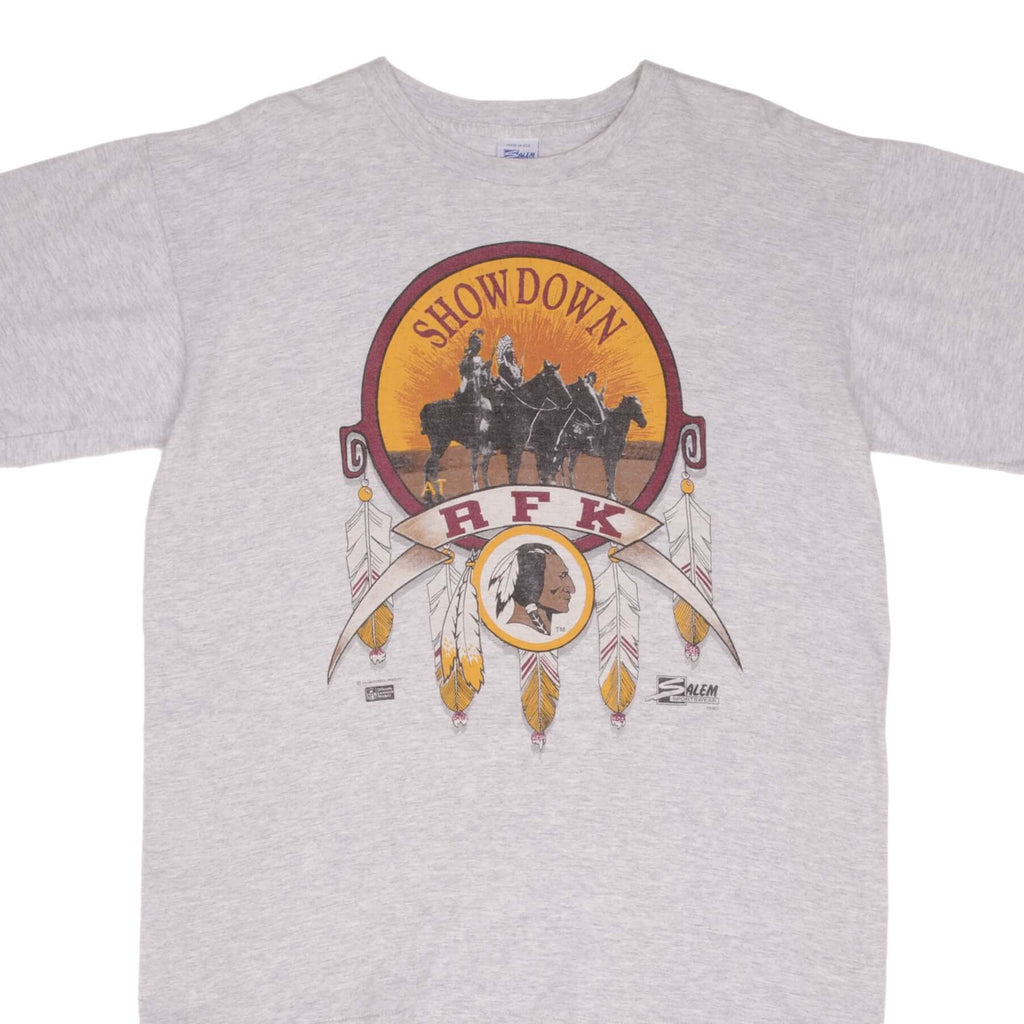 Vintage Nfl Washington Redskins Rfk Showdown 1990 Tee Shirt Size Xl Made In USA With Single Stitch Sleeves