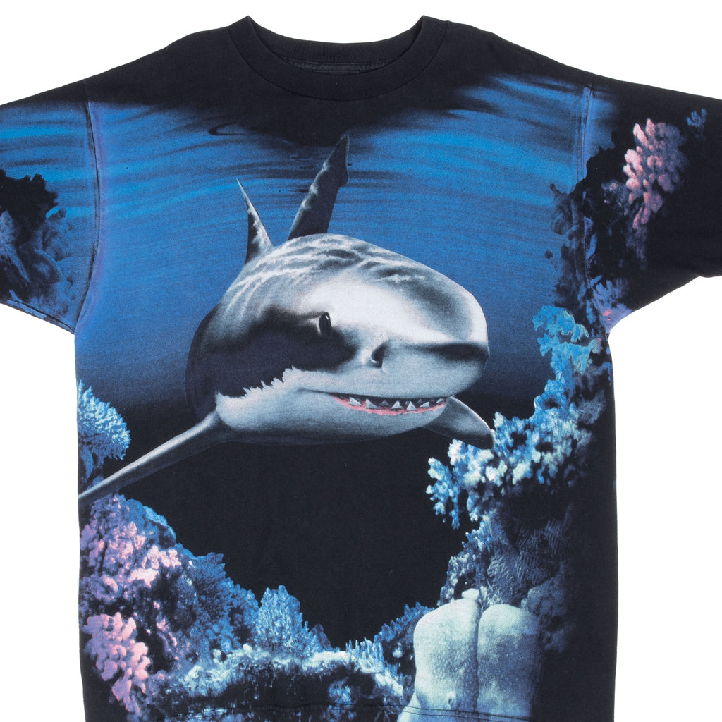 Vintage Animal Print Shark All Over Print Tee Shirt 1990S Size Xl