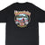 Back of black Harley-Davidson T-shirt with Honolulu Hawaii motorcycle and tropical beach graphic
