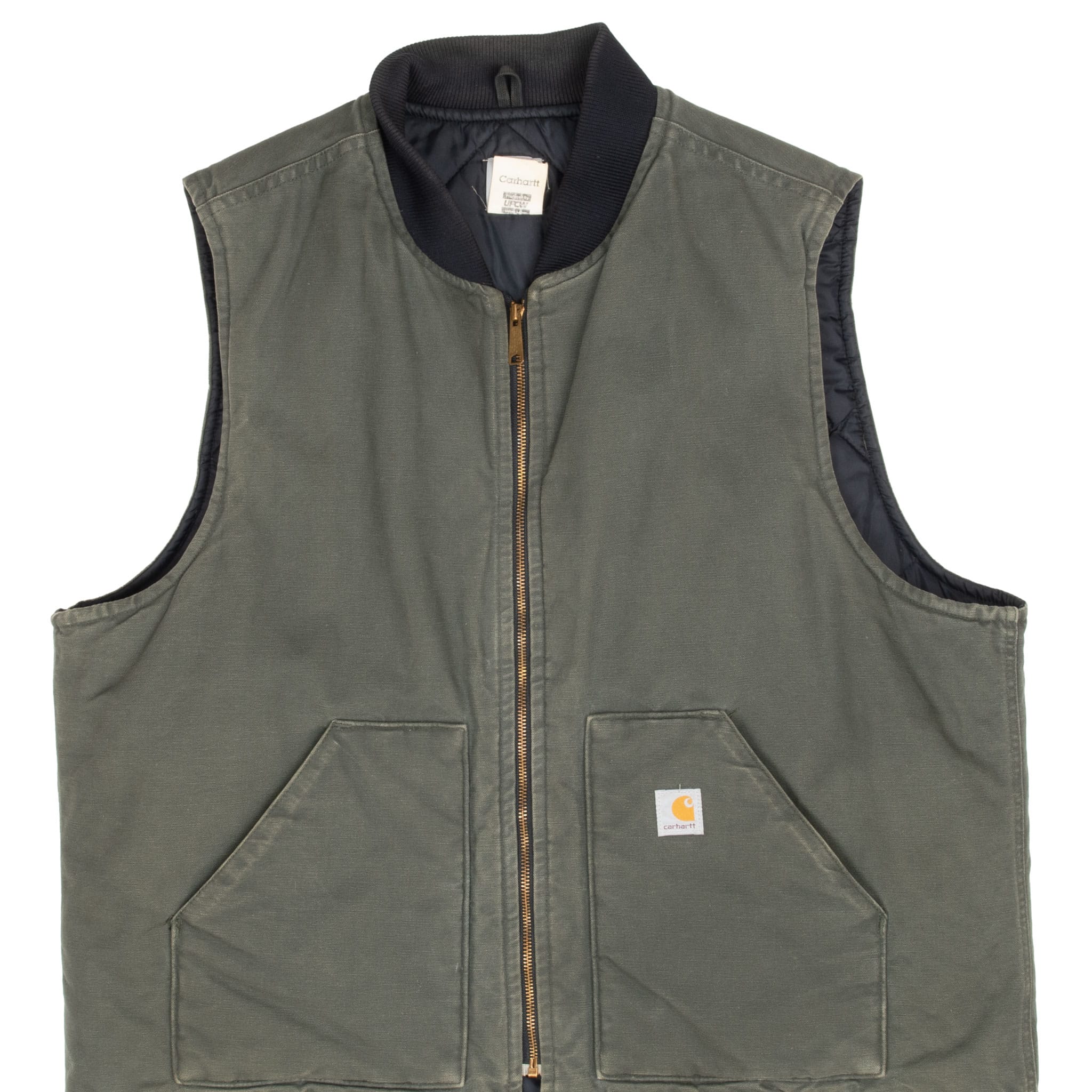 VINTAGE CARHARTT QUILT LINED GREEN VEST JACKET 2004 V01DGR 2XL TALL MADE IN USA