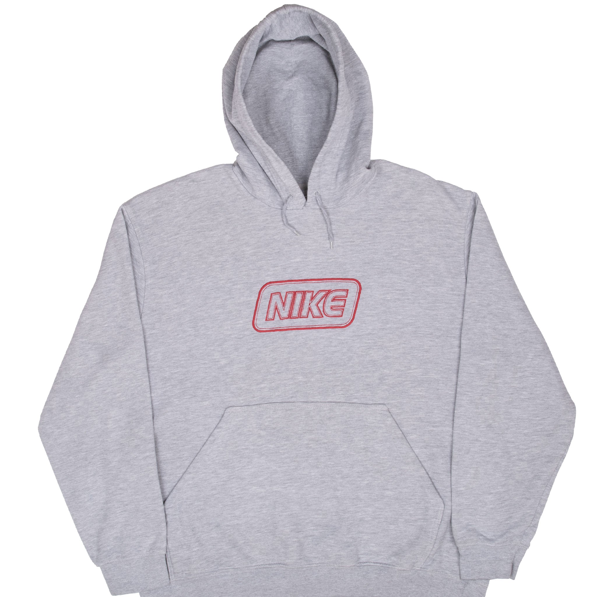 Vintage Nike Spellout Swoosh Grey Hoodie Sweatshirt 2000S Size XL