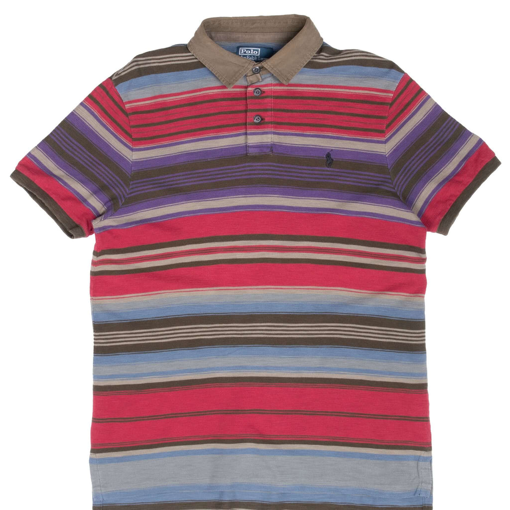 Vintage Ralph Lauren Striped Polo Shirt 1990S Size Large