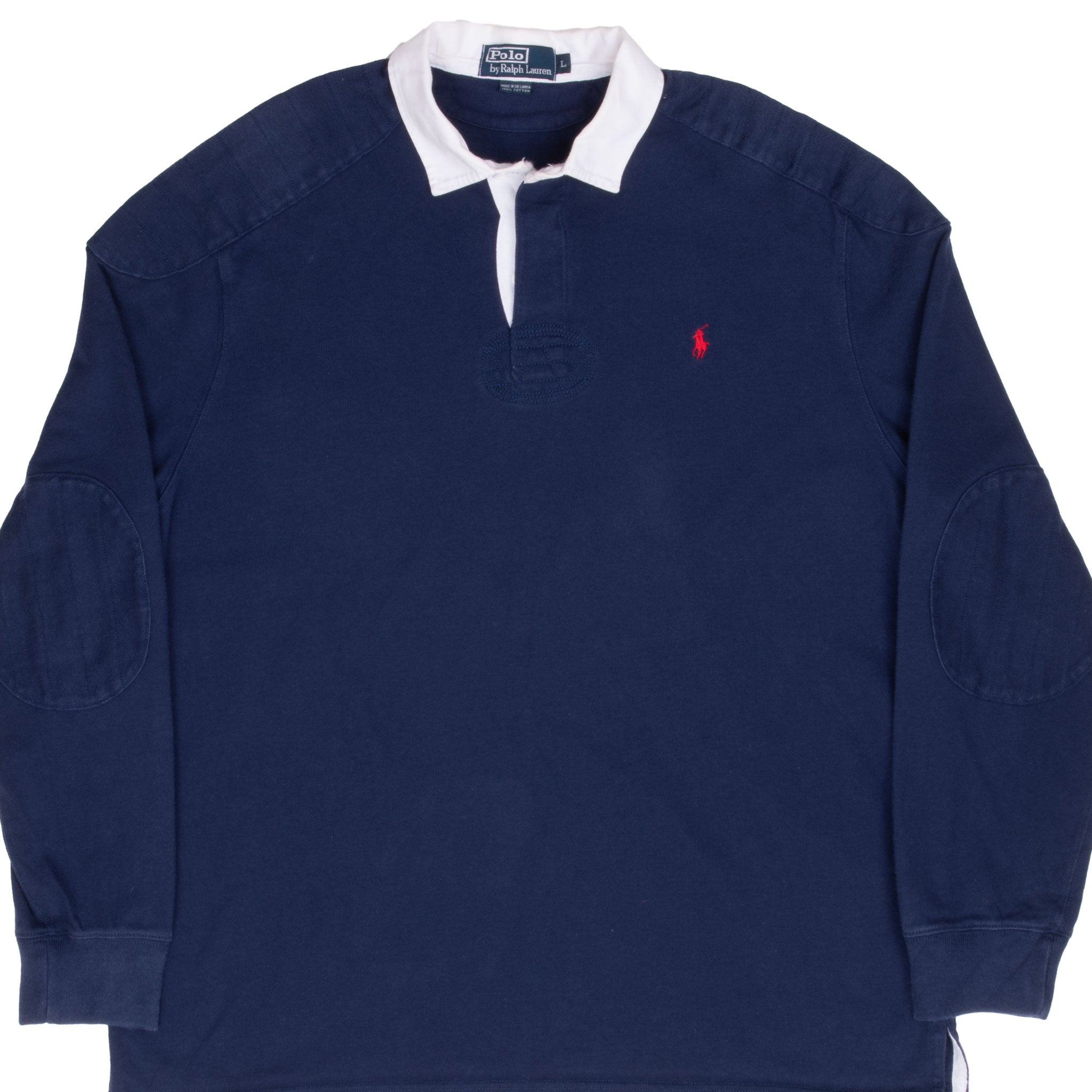 Vintage Ralph Lauren Navy Blue Rugby Polo Shirt 1990S Size Large