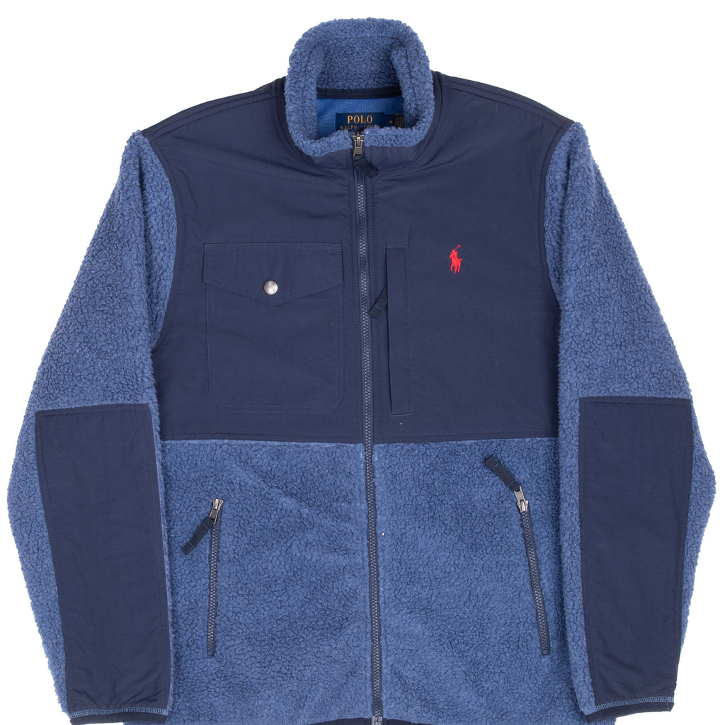 Vintage Polo Ralph Lauren Blue Fleece Jacket Size Medium
