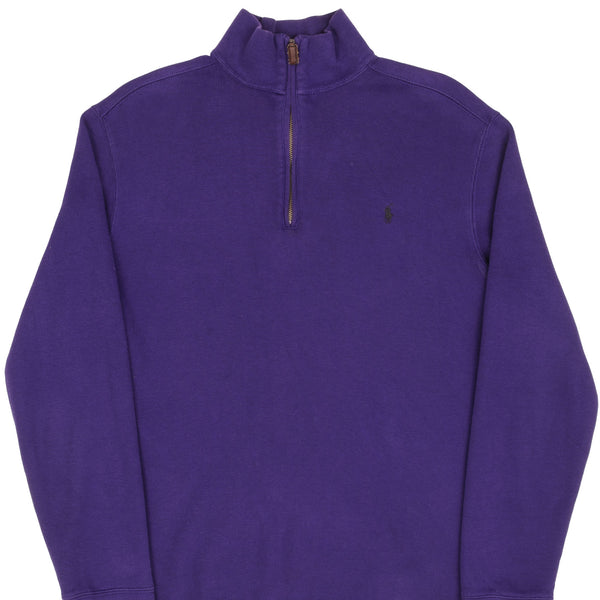 Vintage Ralph Lauren Purple Quarter Zip Sweater Medium 1990S Made In Usa