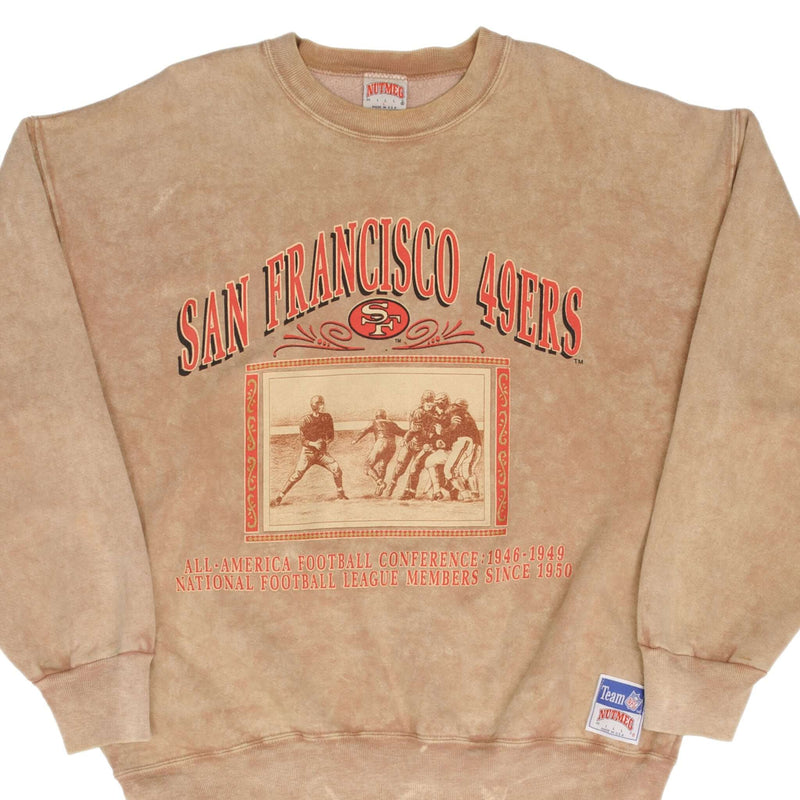 Vintage Nfl San Francisco 49Ers 1990S Beige Sweatshirt Size Large Made In Usa