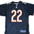 Front close-up of navy Chicago Bears Forte jersey with white and orange number 22