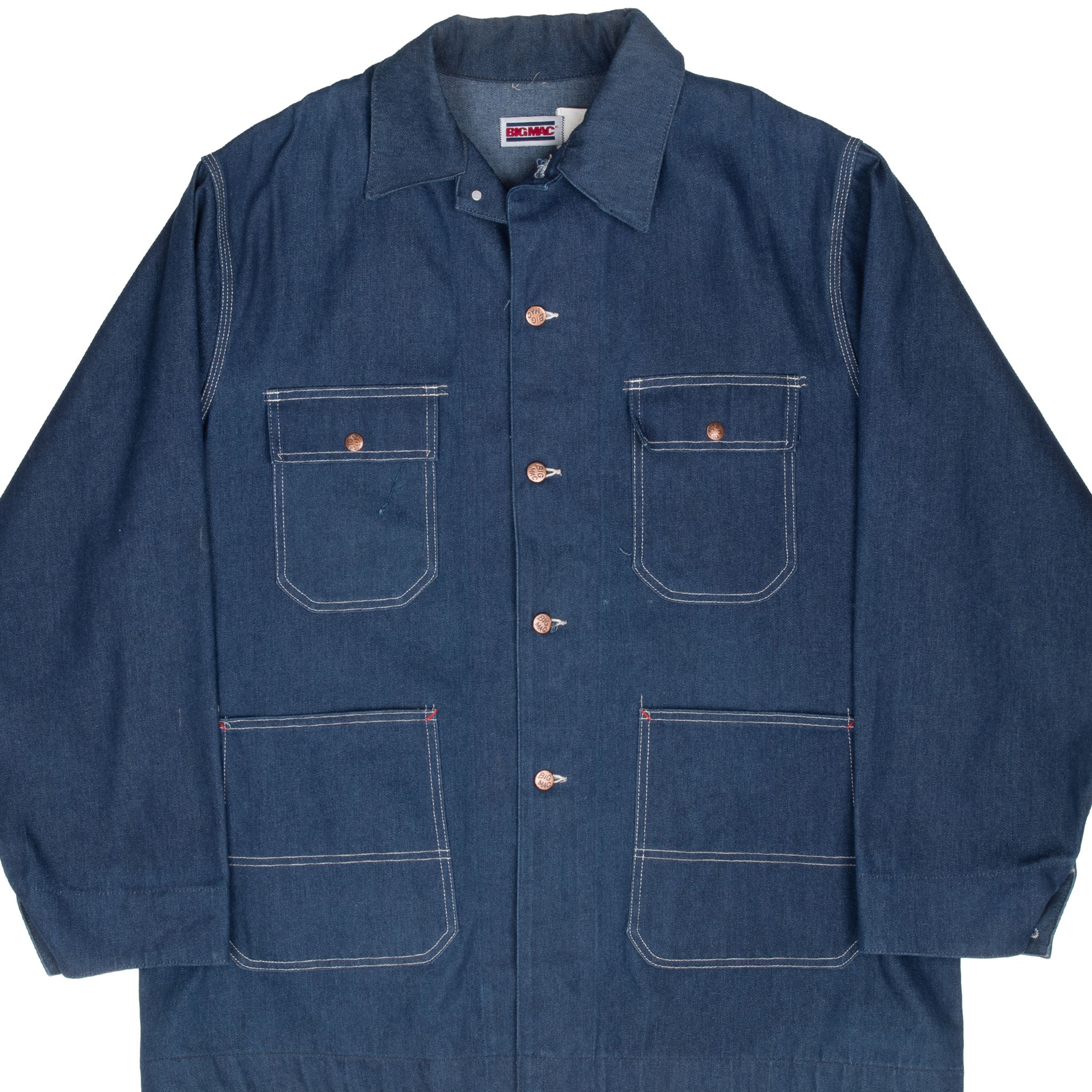VINTAGE BIG MAC CHORE WORK JACKET 1970S SIZE 48T MADE IN USA DEADSTOCK