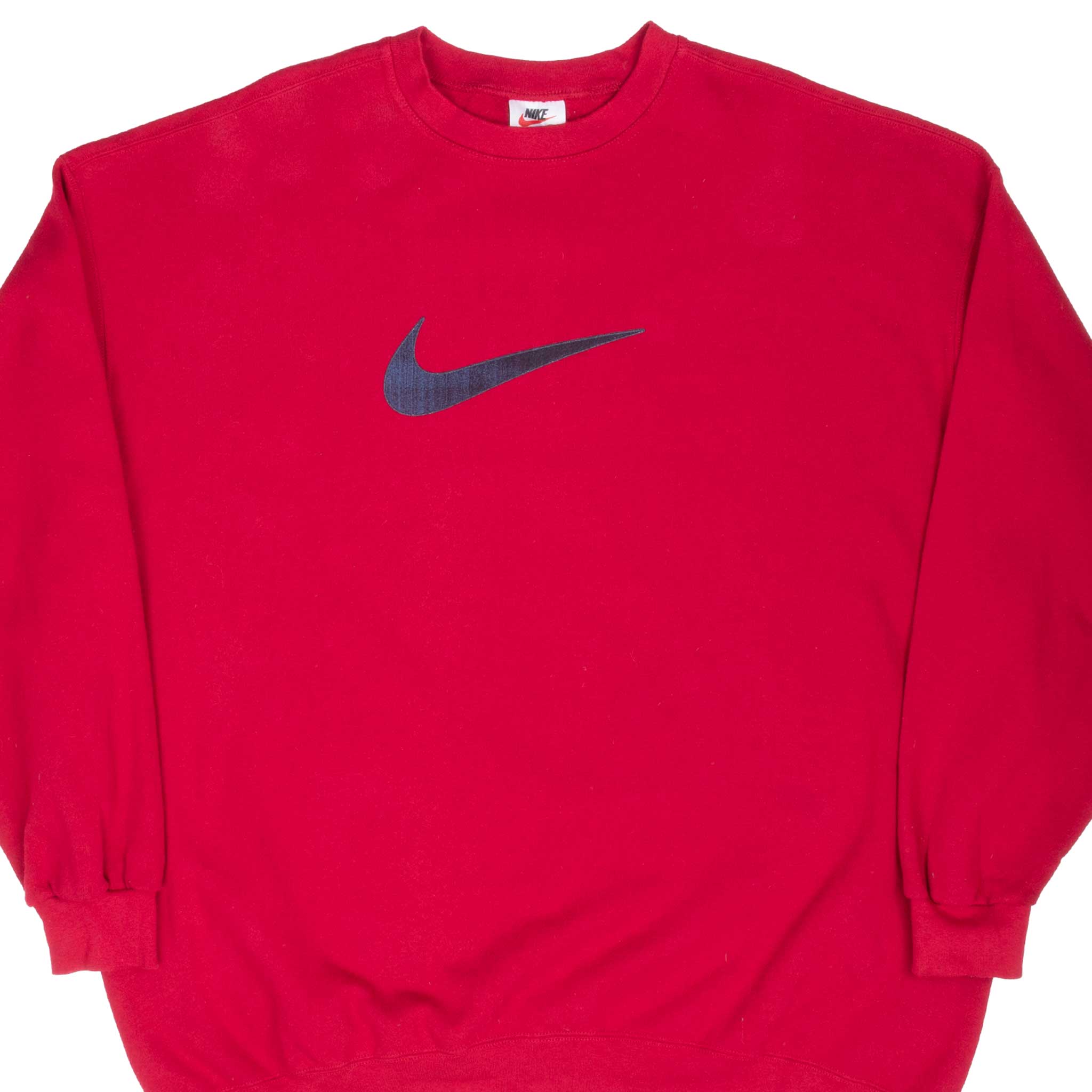 Vintage Nike Big Swoosh Red Sweatshirt 1990S Size 2XL Made In Usa