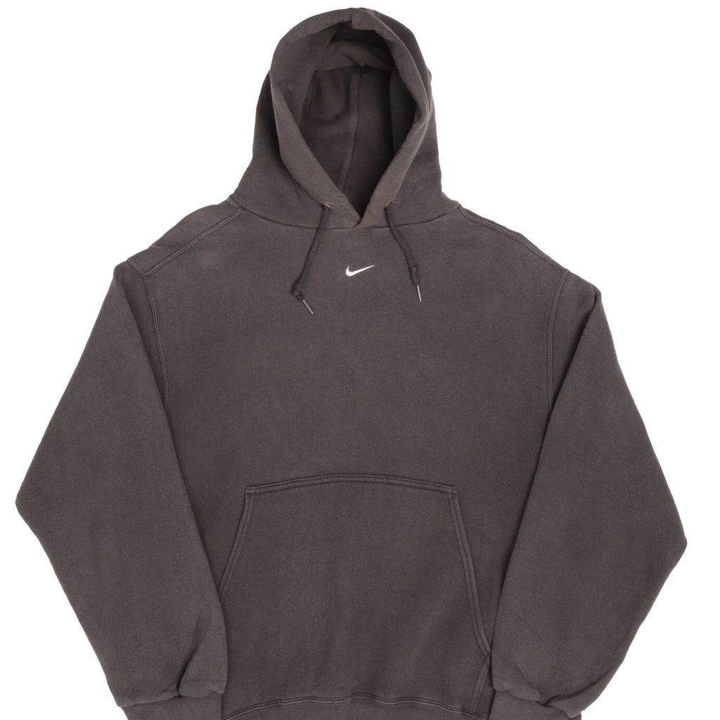 VINTAGE NIKE CENTER SWOOSH DARK GRAY TRAVIS SCOTT HOODIE 1990S MEDIUM MADE USA