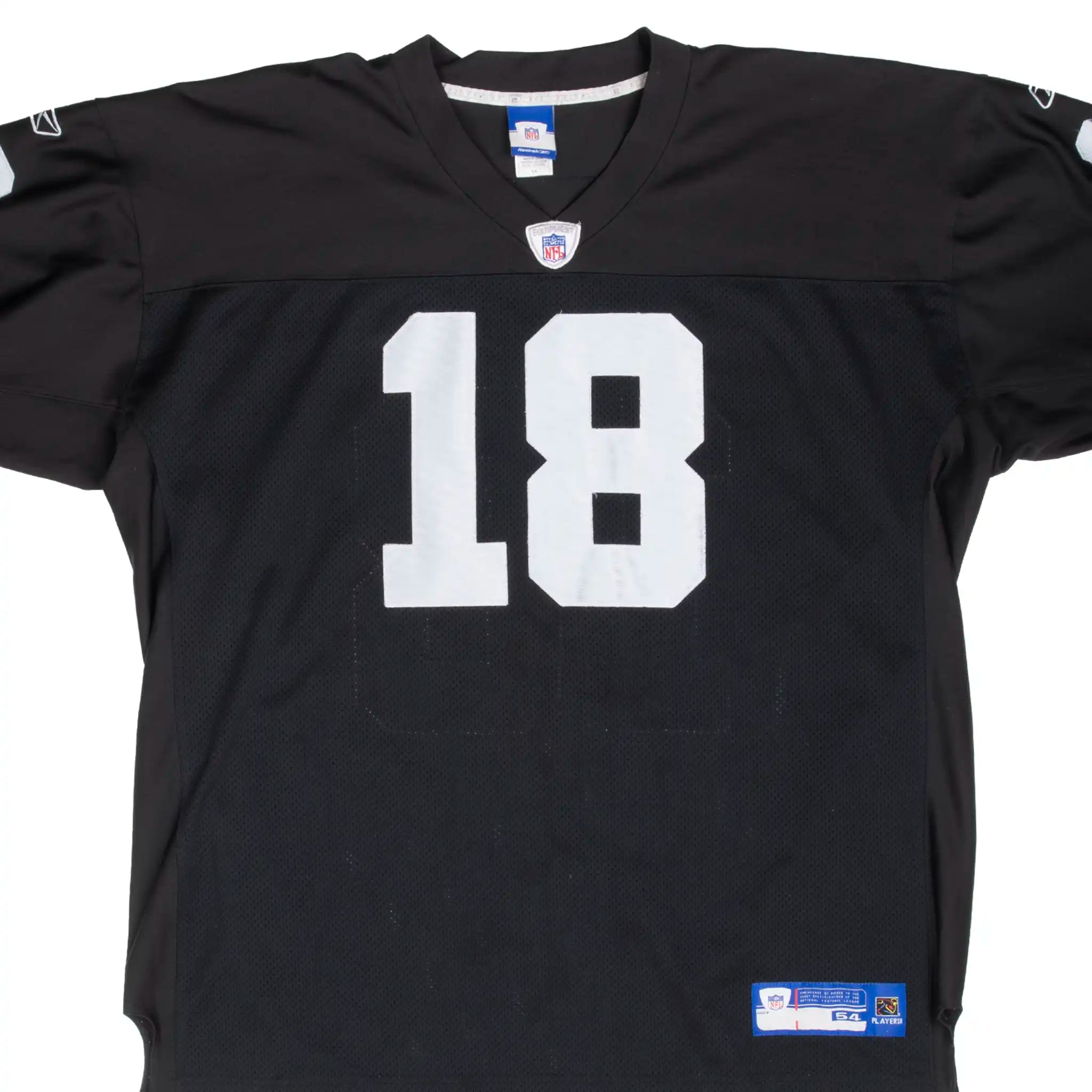 VINTAGE NFL OAKLAND RAIDERS MOSS #18 REEBOK JERSEY 2000S SIZE 54
