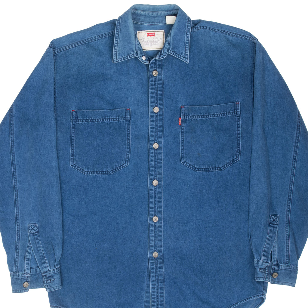 Vintage Levis Red Tab Pocket Blue Denim Shirt 1990S Size Small