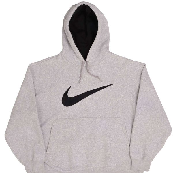 Vintage Gray Nike Big Swoosh Hoodie 2000S Size Medium