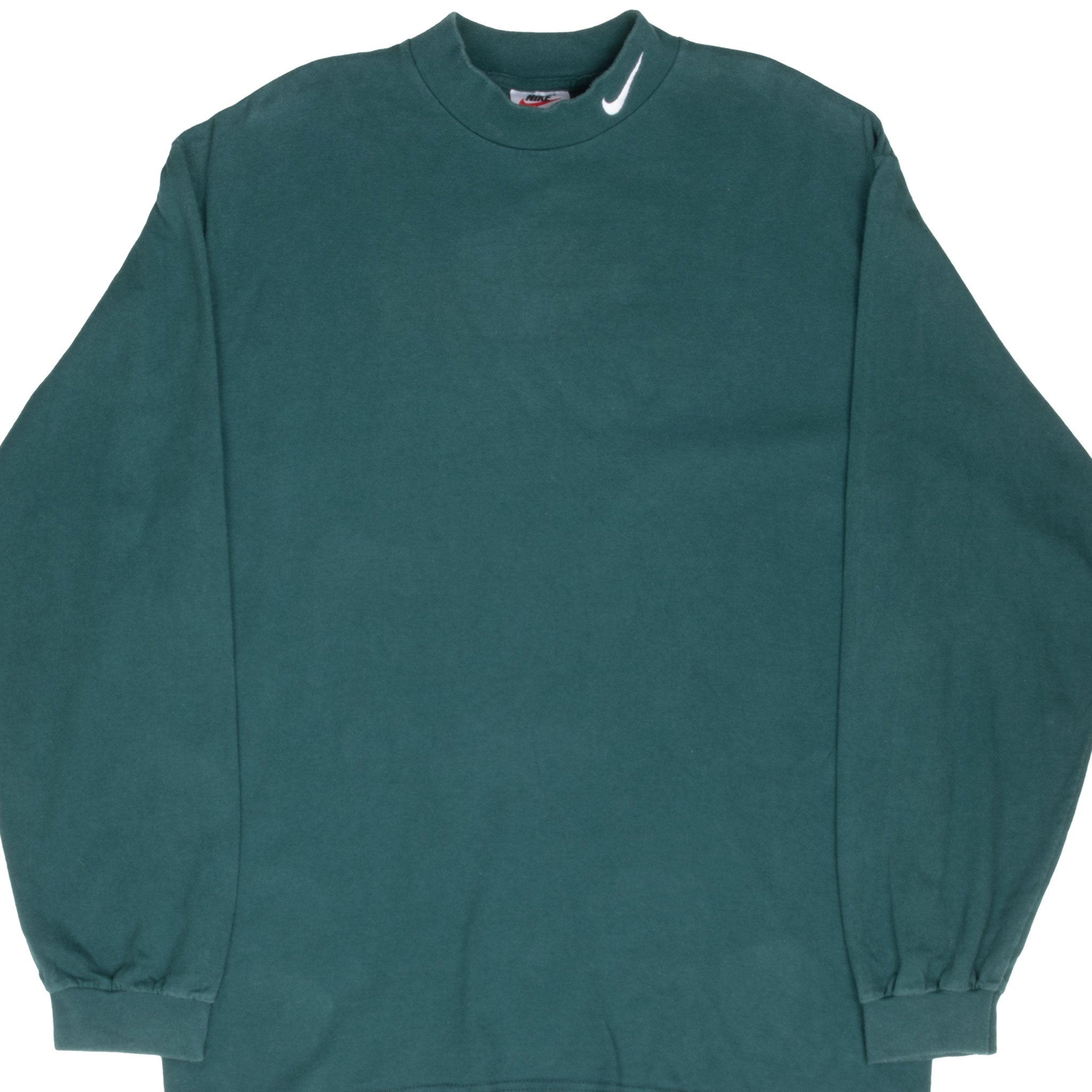 VINTAGE NIKE LONG SLEEVE TURTLE NECK GREEN TEE SHIRT 1990S LARGE MADE IN USA
