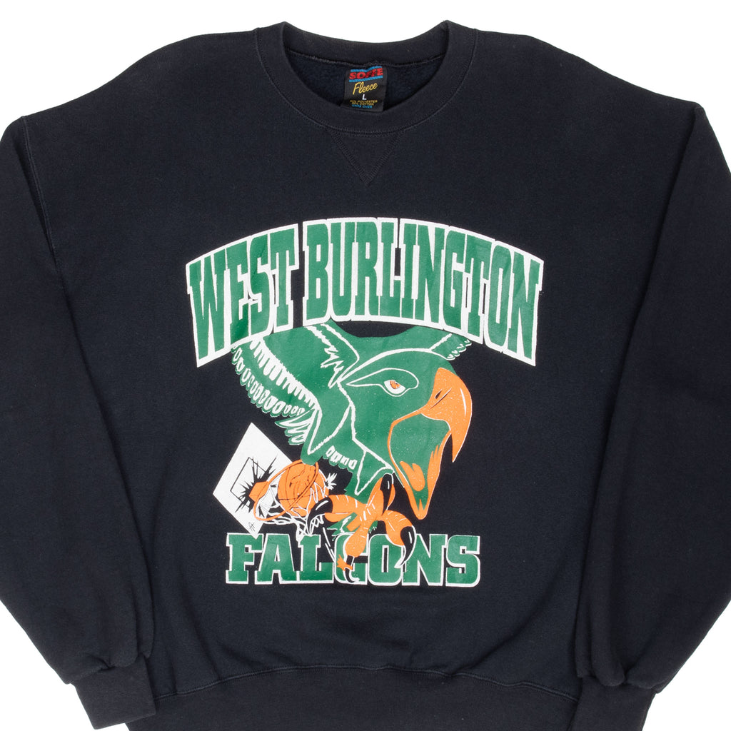 Vintage West Burlington High School Falcons 1990S Sweatshirt Size Large Made In Usa
