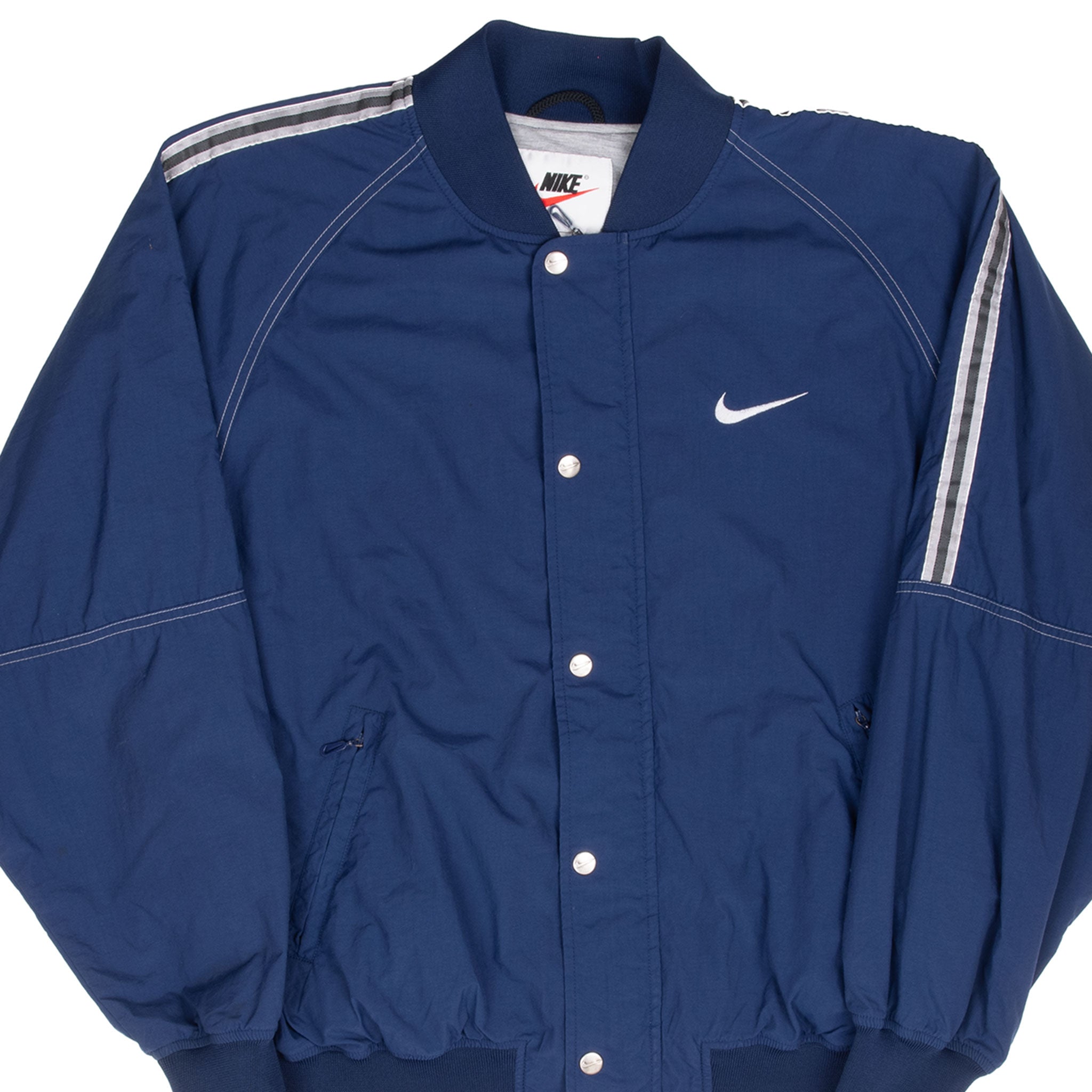 Vintage Nike Classic Swoosh Blue Windbreaker Jacket 1990S Size Medium