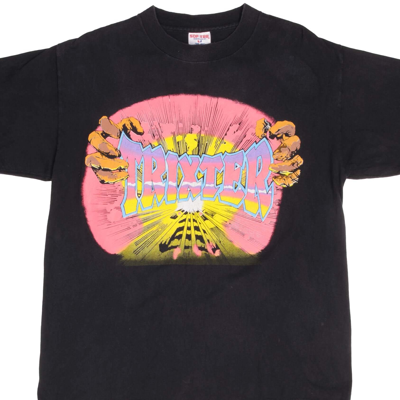 Vintage Trixter World Tour 1990 1991 Tee Shirt Size XL Made In USA With Single Stitch Sleeves