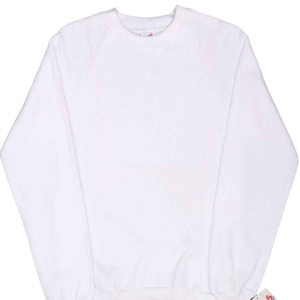 Vintage Jerzees White Blank Crewneck Sweatshirt 1990S Size Small Made In Usa Deadstock