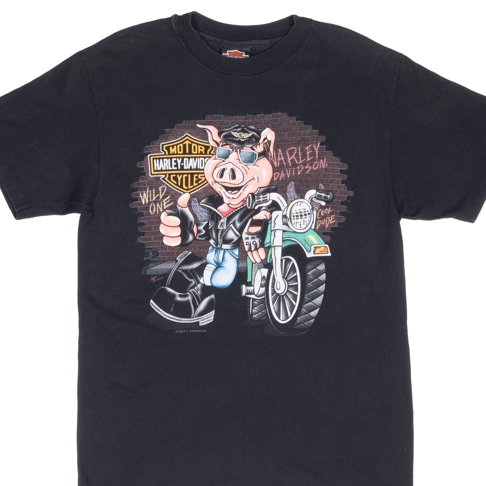 Vintage Harley Davidson Hog Nashville Tee Shirt 1992 Medium Made In Usa With Single Stitch Sleeves