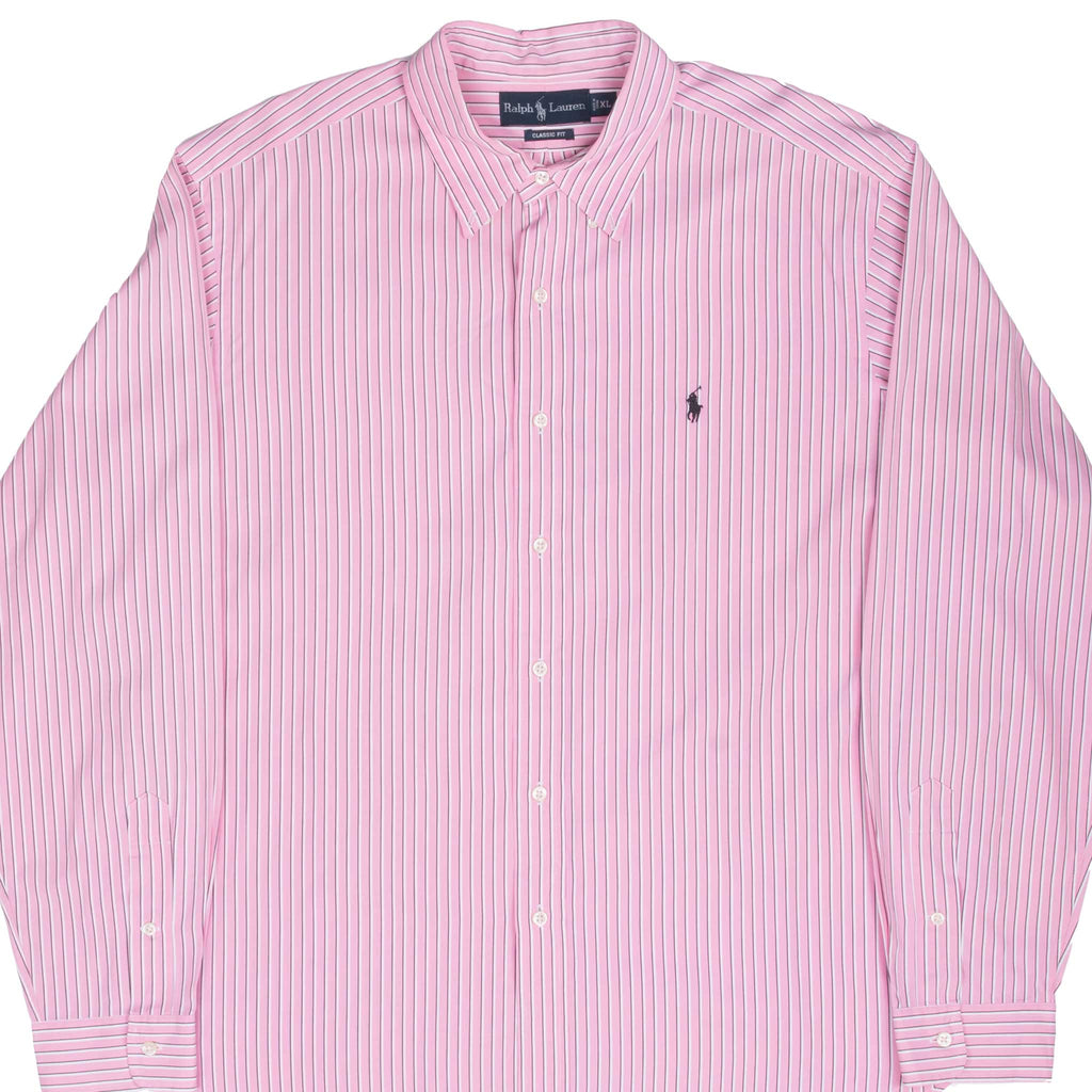 Vintage Ralph Lauren Pink Striped Shirt 1990S Size XL