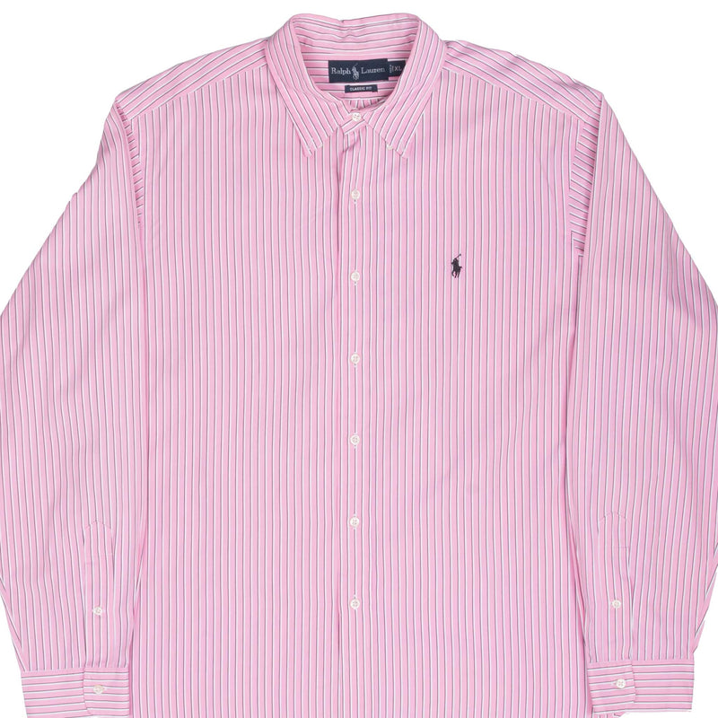 Vintage Ralph Lauren Pink Striped Shirt 1990S Size XL