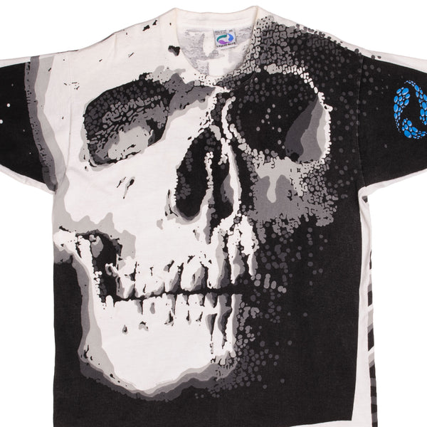 Vintage Liquid Blue Skull By Chris Pinkerton Tee Shirt 1992 Size XL Made In USA With Single Stitch Sleeves