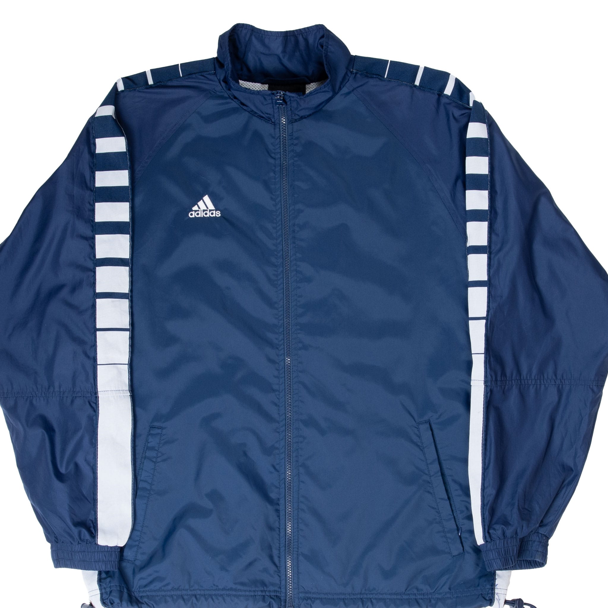 VINTAGE ADIDAS NAVY BLUE 1990S WINDBREAKER JACKET SIZE SMALL