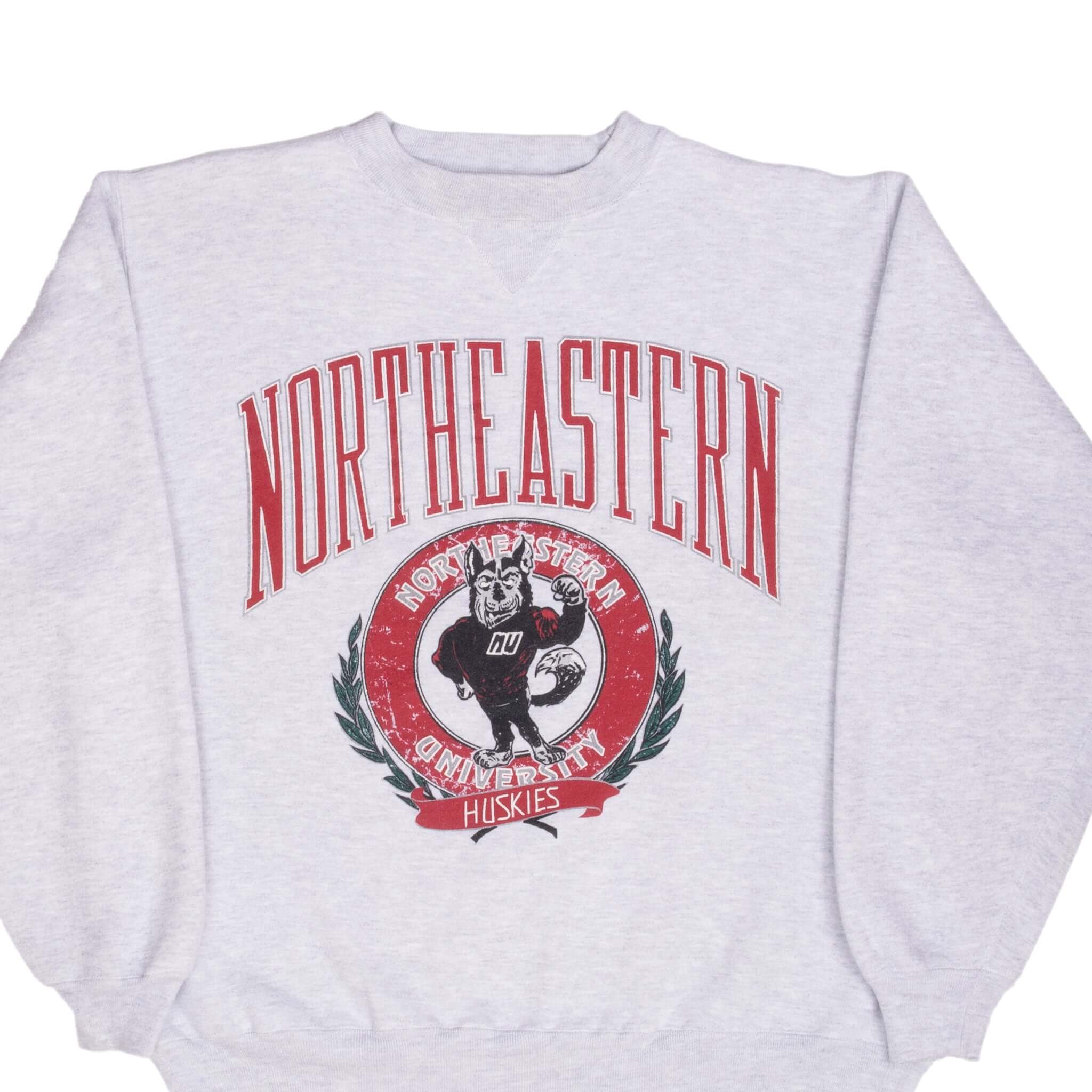 Vintage Northeastern Huskies Grey Crewneck Sweatshirt 1990S Size Large