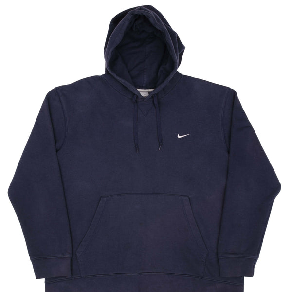 Vintage Nike Classic Swoosh Navy Hoodie Sweatshirt 2000S Size XL