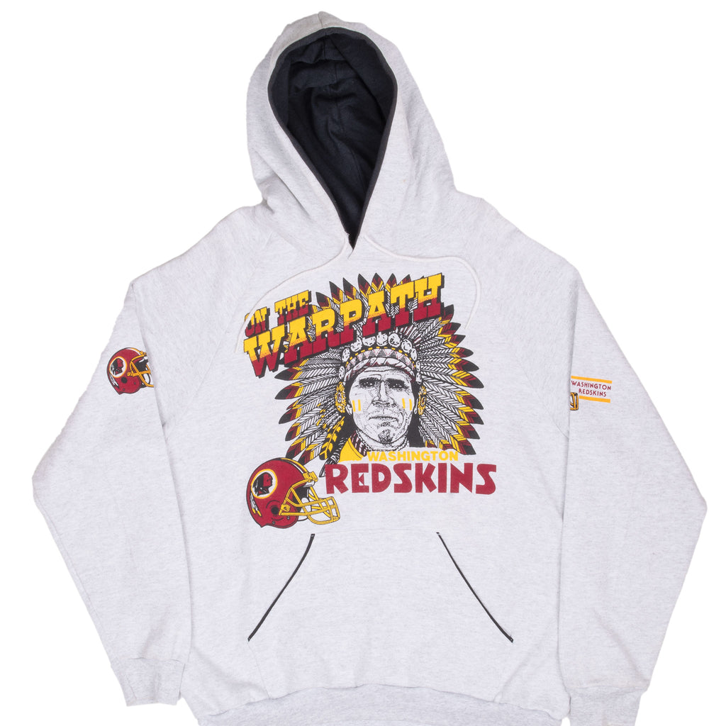 Vintage Nfl Washington Redskins Grey Hoodie Sweatshirt 1990S Size XL Made In Usa