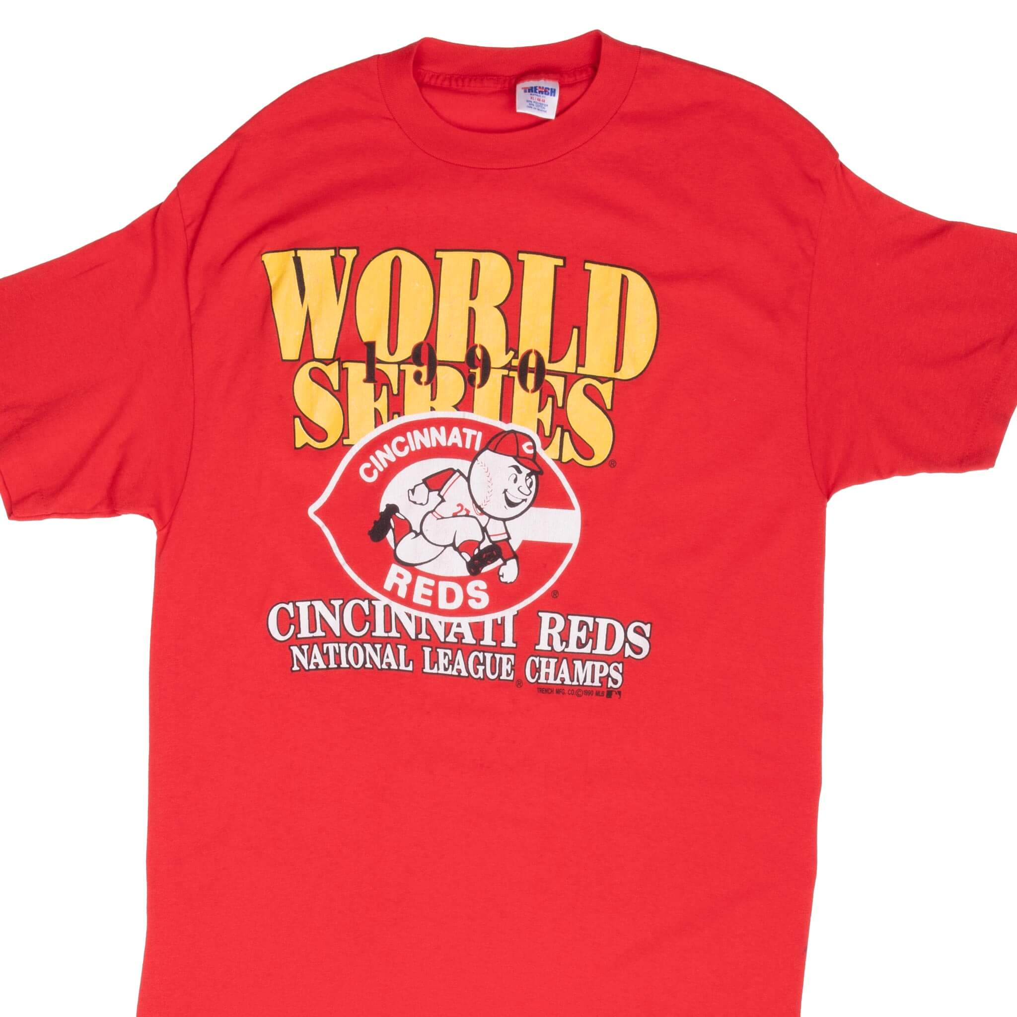 Vintage MLB Cincinnati Reds World Series Champions Tee Shirt 1990 Size Medium Made In USA With Single Stitch Sleeves