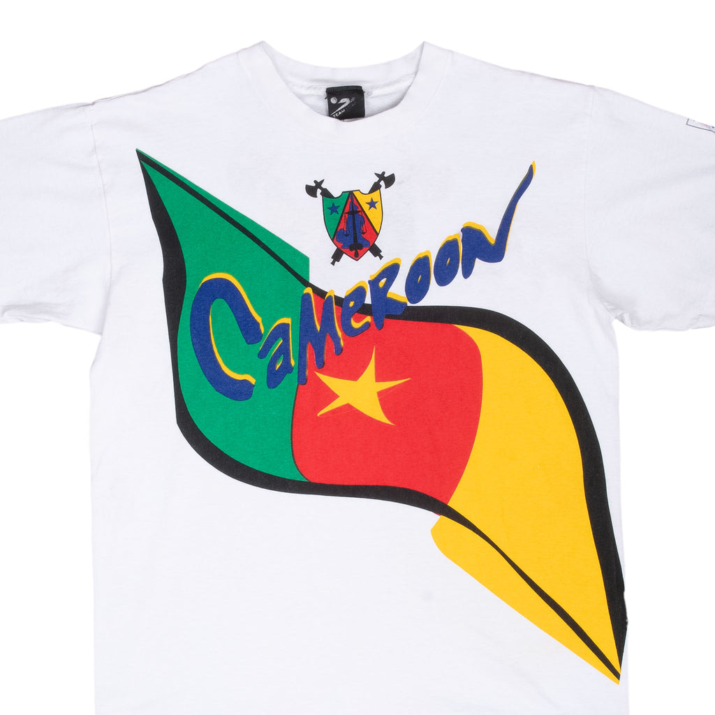 Vintage Soccer World Cup Cameroon 1994 Usa Tee Shirt Size Large With Single Stitch Sleeves