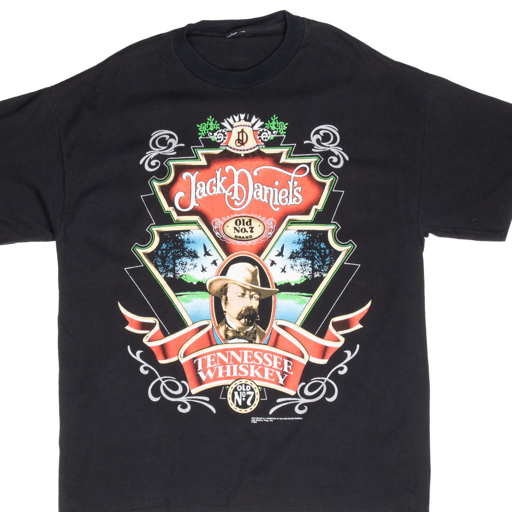 Vintage Jack Daniels Tennessee Whiskey Tee Shirt 1990S Size XL With Single Stitch Sleeves