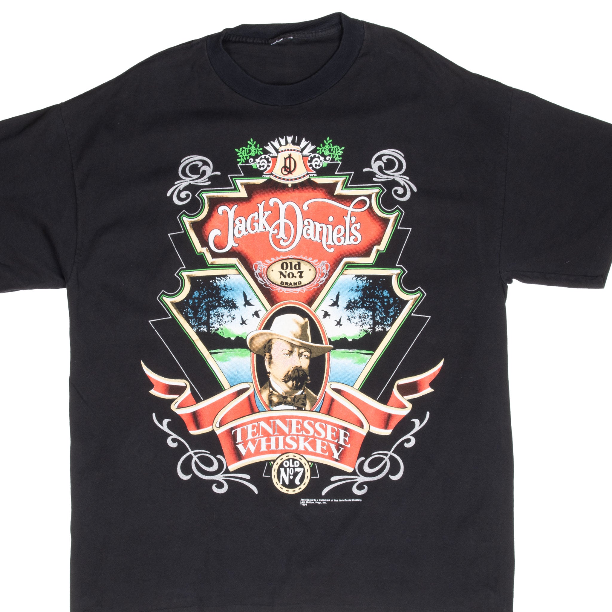 Vintage Jack Daniels Tennessee Whiskey Tee Shirt 1990S Size XL With Single Stitch Sleeves