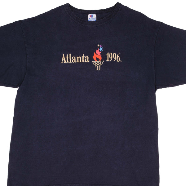 Vintage Champion Atlanta Olympics 1996 Embroidered Tee Shirt Size XL With Single Stitch Sleeves Made In USA