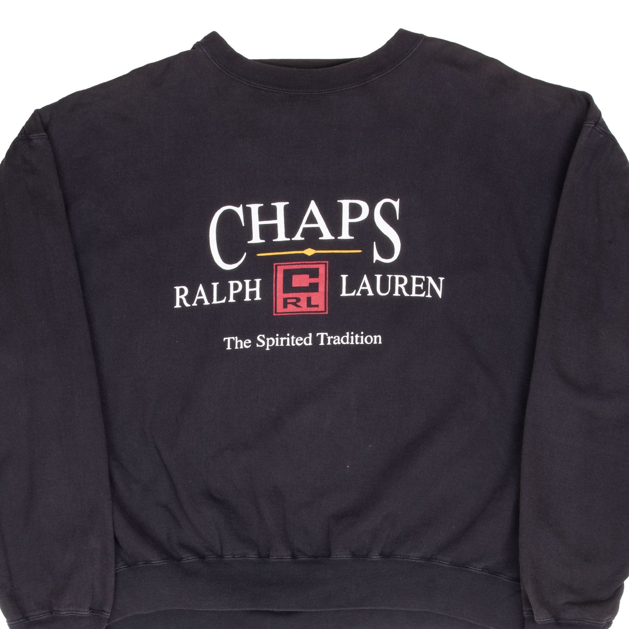 Vintage Chaps Ralph Lauren Black Sweatshirt Size XL 1990S