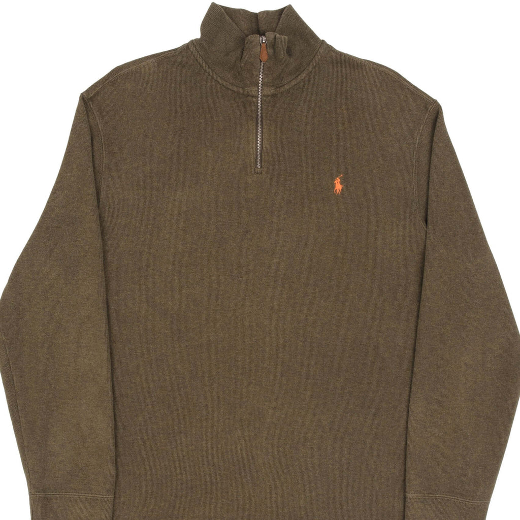 Vintage Polo Ralph Lauren Green Quarter 1/4 Zip Sweater 1990s Size XL