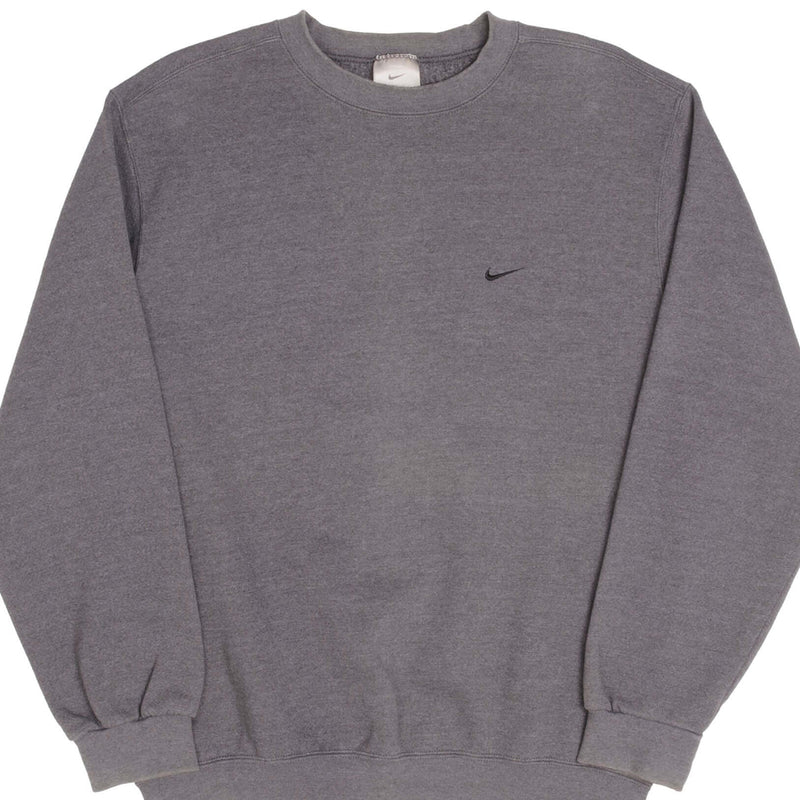 Vintage Nike Classic Swoosh Dark Gray Crewneck Sweatshirt 2000S Size Medium Made In USA