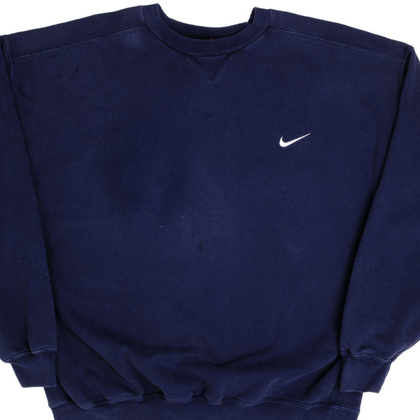 Vintage Nike Classic Swoosh Blue Heavyweight Crewneck Sweatshirt 2000s Size XL