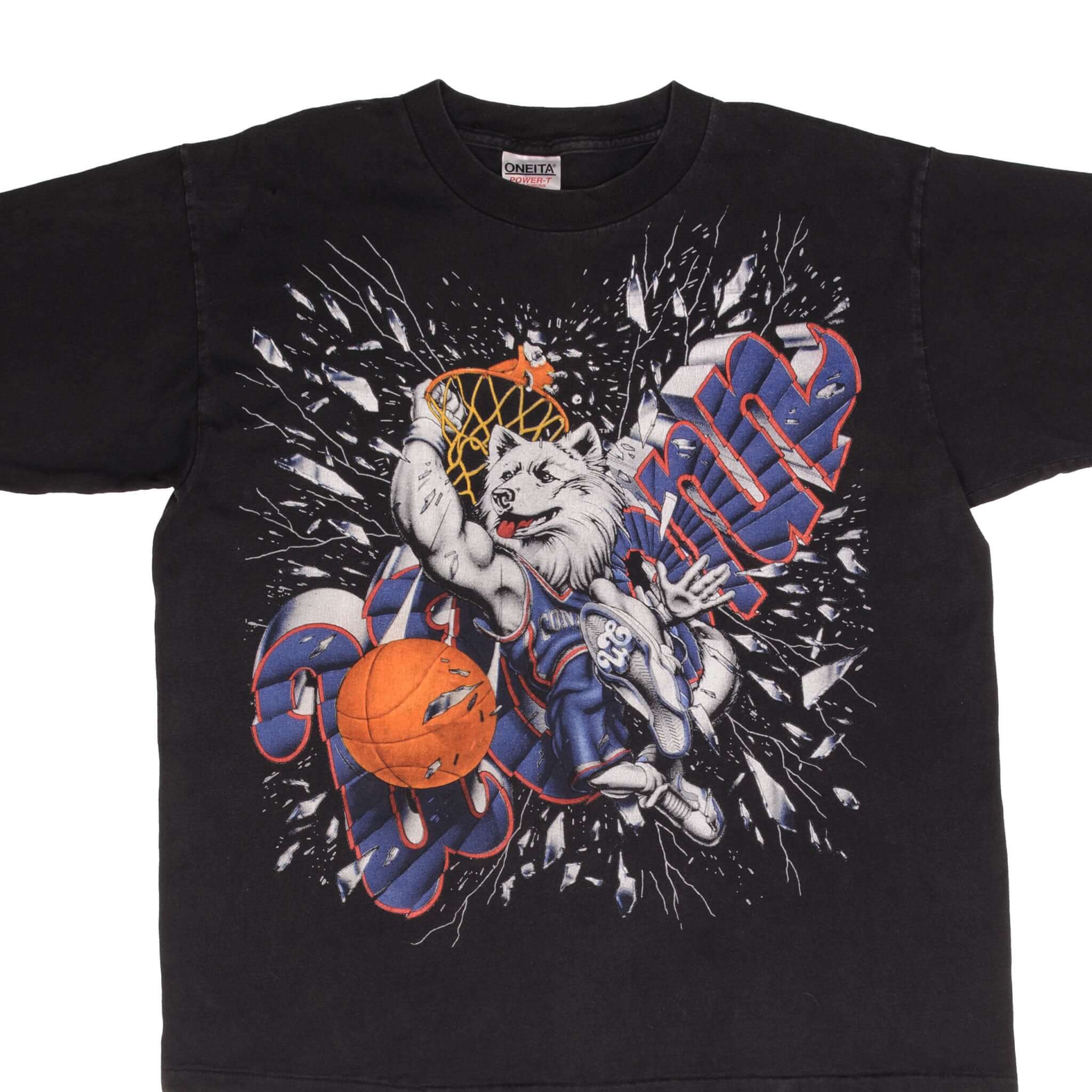 Vintage Ncaa Uconn Huskies Basketball 1990S Tee Shirt Size Large Made In Usa With Single Stitch Sleeves