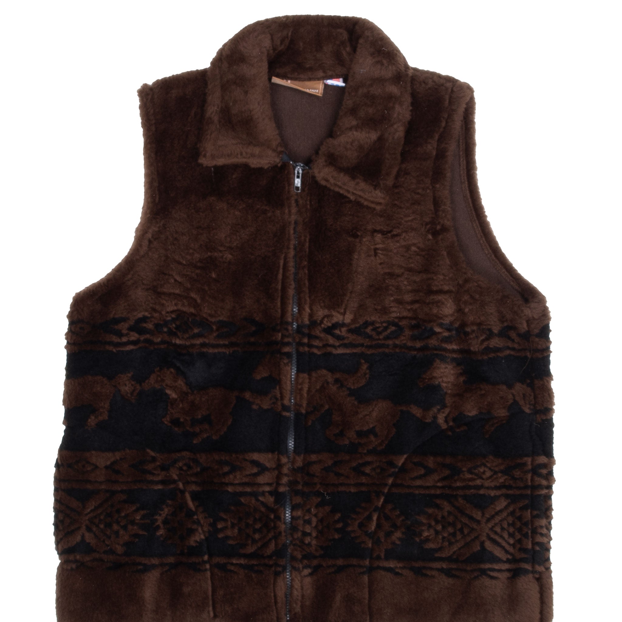 Vintage Animal Print Horse Fleece Vest Jacket 1990S Size Medium Made In Usa