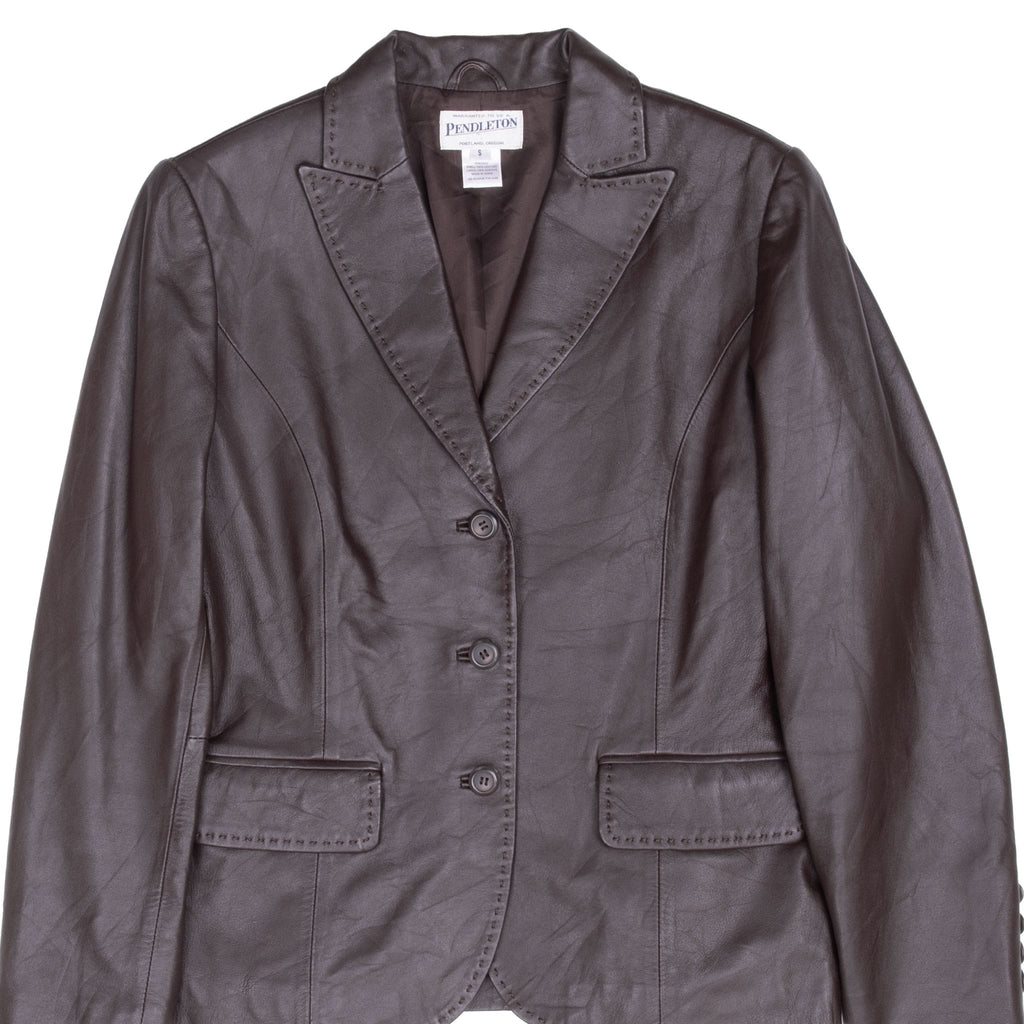 VINTAGE PENDLETON BROWN LEATHER BLAZER JACKET 1990S SIZE SMALL