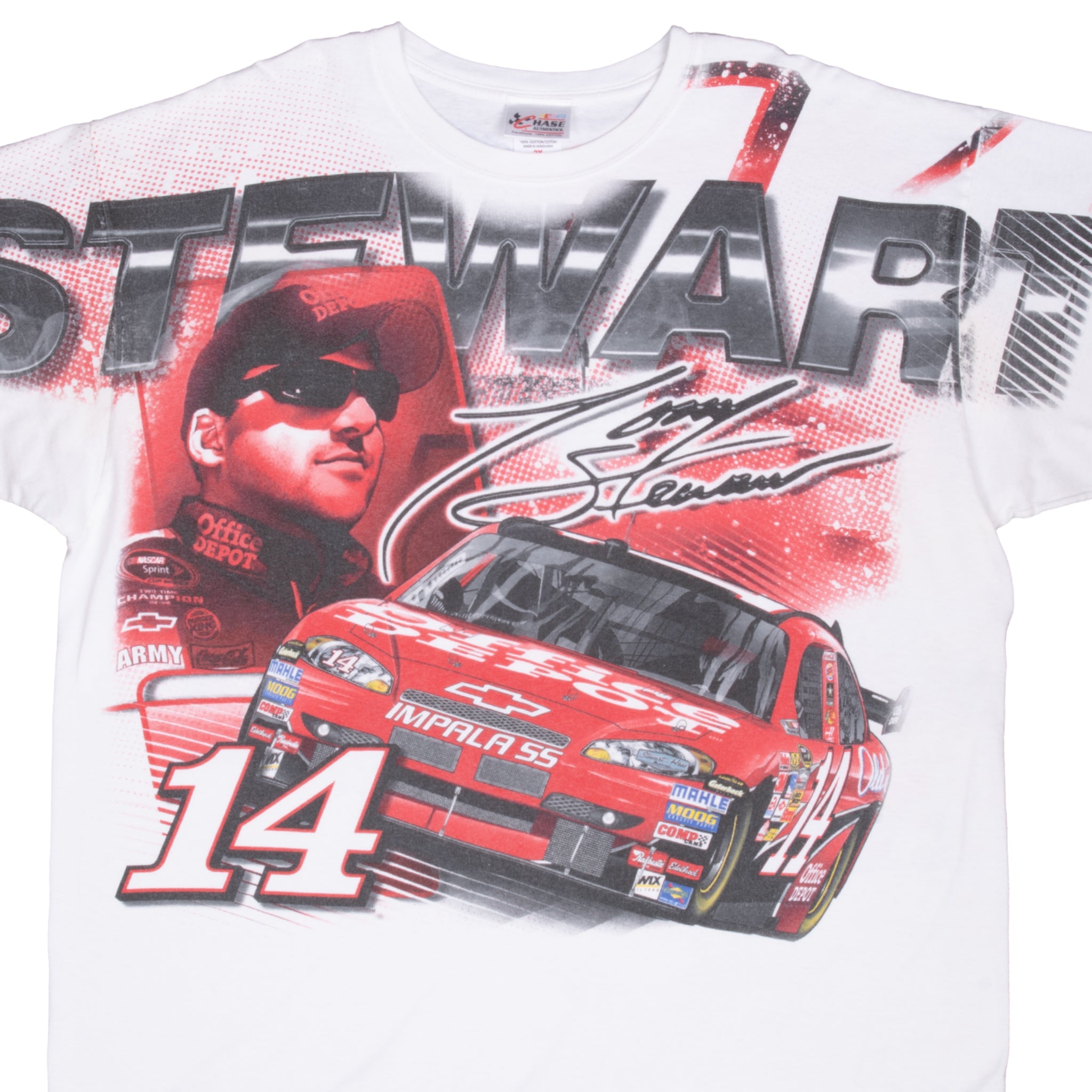 Vintage All Over Print Nascar Tony Stewart Office Depot 2009 Tee Shirt Size 2XL